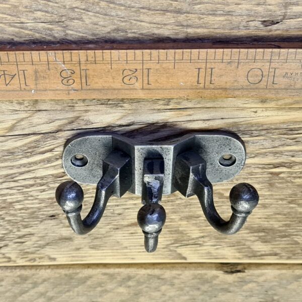 Coat Hook Triple HAWTHORN Cast Antique Iron 35 x 90mm