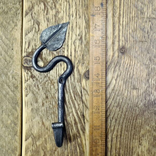 Left Hand Gothic Leaf Hook Hand Forged Antique Iron 190mm