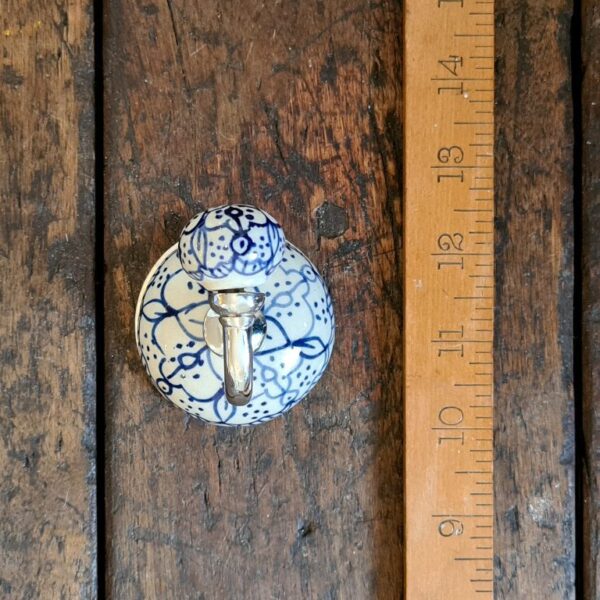 Alternative view of Ceramic Shower Hook Round White & Blue