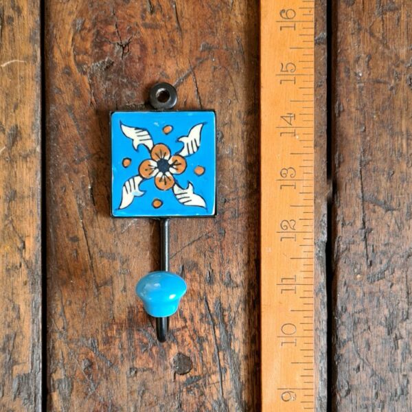 Ceramic Shower Single Hook Square Blue