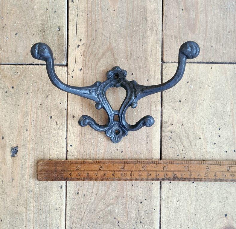 Hat and Coat Hook ADRIENNE Cast Antique Iron 120mm x 160mm