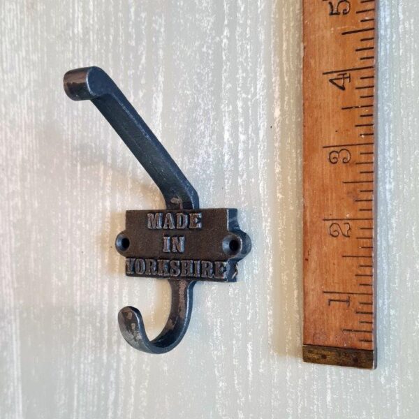 Coat Hook Double 2 Part MADE IN YORKSHIRE Antique Iron 110mm