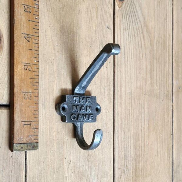 Coat Hook Double 2 Part 2 Hole MAN CAVE Cast Antique Iron 125mm