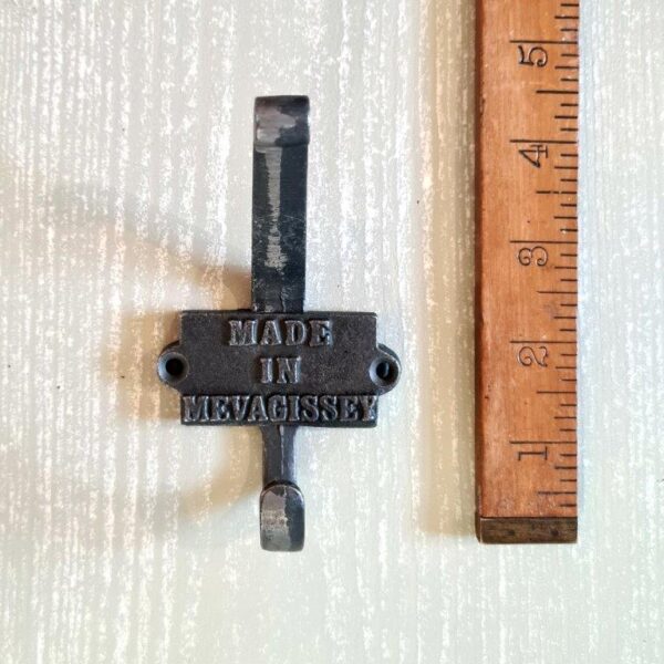 Alternative view of Coat Hook Double 2 Part MEVAGISSEY Cast Antique Iron 125mm