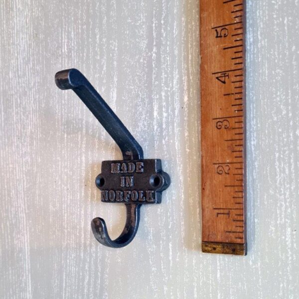 Alternative view of Coat Hook Double 2 Part MADE IN NORFOLK Cast Iron 120mm