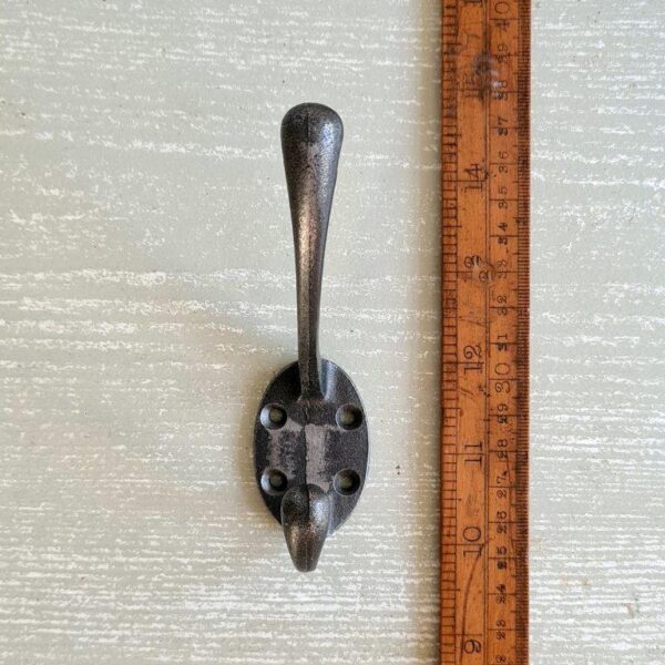 Alternative view of Hat & Coat Hook Victorian 4 Hole No Spine Antique Iron 110mm