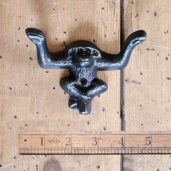 Coat Hook Double MONKEY Cast Antique Iron 100mm x 65mm