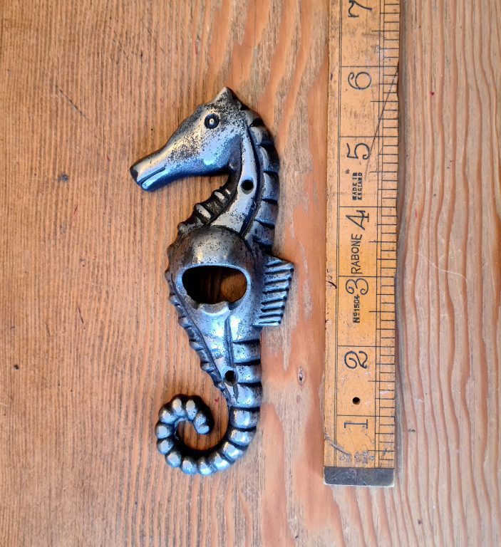 Bottle Opener Wall Mounted SEA HORSE Cast Antique Iron 145mm