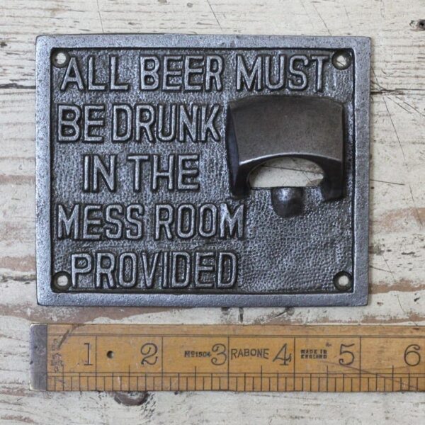 Bottle Opener Plaque Wall Mounted FULLERS MESS ROOM 100mm x 125mm