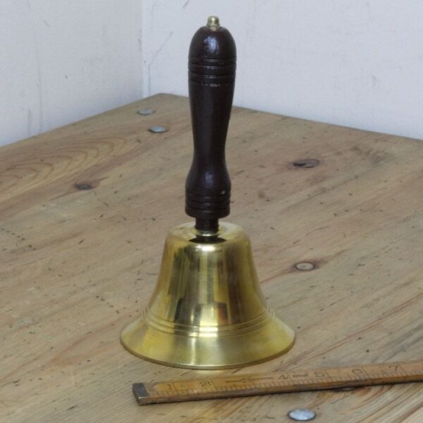 Hand BELL Brass and Teak 230mm High 120mm Diameter