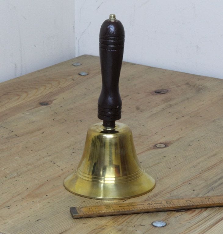 Hand BELL Brass and Teak 230mm High 120mm Diameter