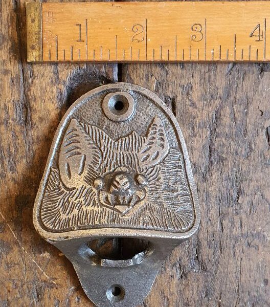 Bottle Opener Wall Mounted BAT FACE Cast Antique Iron