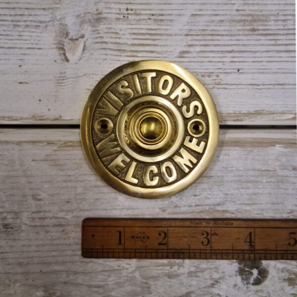 Door Bell Push VISITORS Solid Brass 82mm Diameter