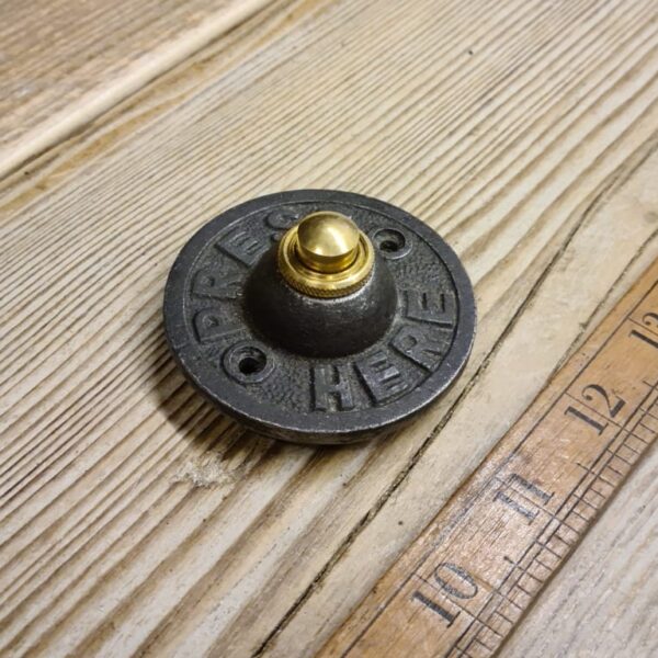 Alternative view of Door Bell Push PRESS HERE Cast Iron & Brass 80mm Diameter