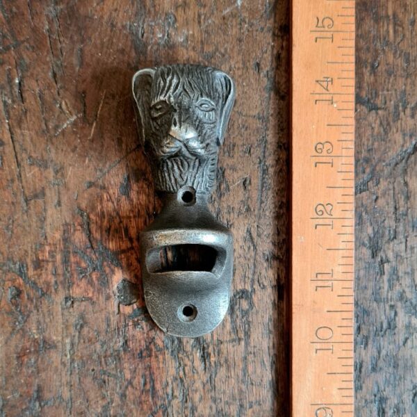 Alternative view of Bottle Opener Wall Mounted DOG FACE Cast Antique Iron