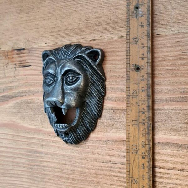 Alternative view of Bottle Opener Wall Mounted LION FACE Cast Antique Iron