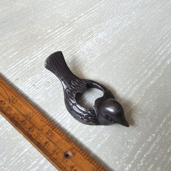 Alternative view of Bottle Opener Hand Held Bird FINCH Cast Antique Iron 102mm