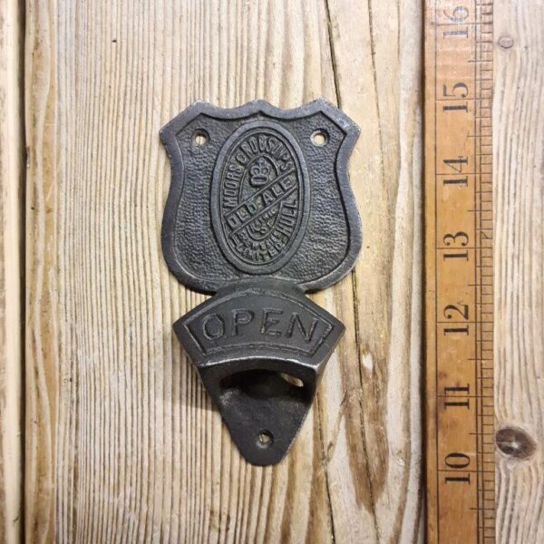 Bottle Opener Plaque Wall Mount MOORS & ROBSON ALES Antique Iron 150mm