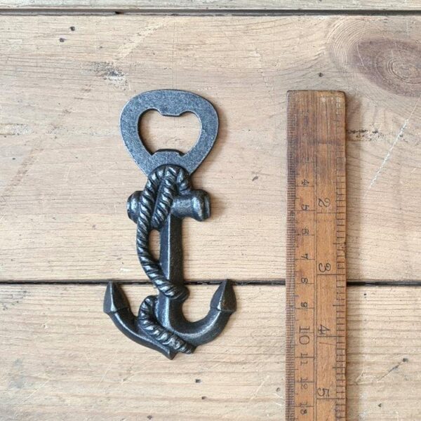 Alternative view of Bottle Opener Hand Held ANCHOR Antique Iron 110mm