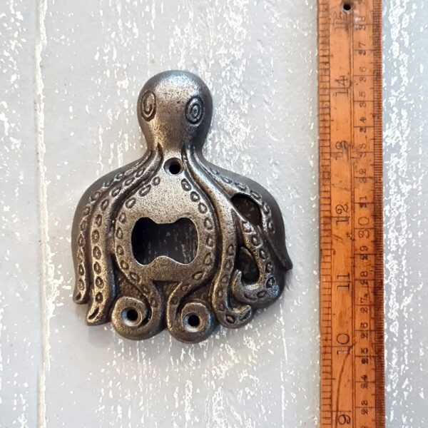 Bottle Opener Wall Mounted OCTOPUS Cast Antique Iron 110mm