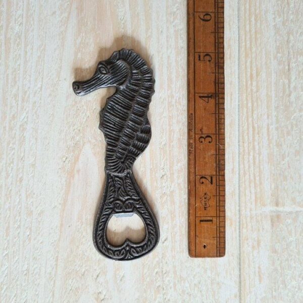 Bottle Opener Hand Held SEAHORSE Antique Iron Short 130mm