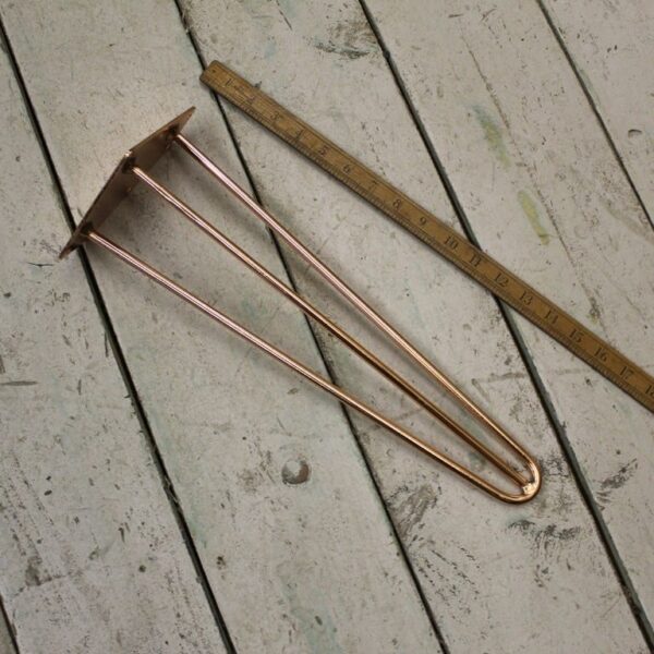 Hairpin Leg 3 Prong Polished Copper 400mm