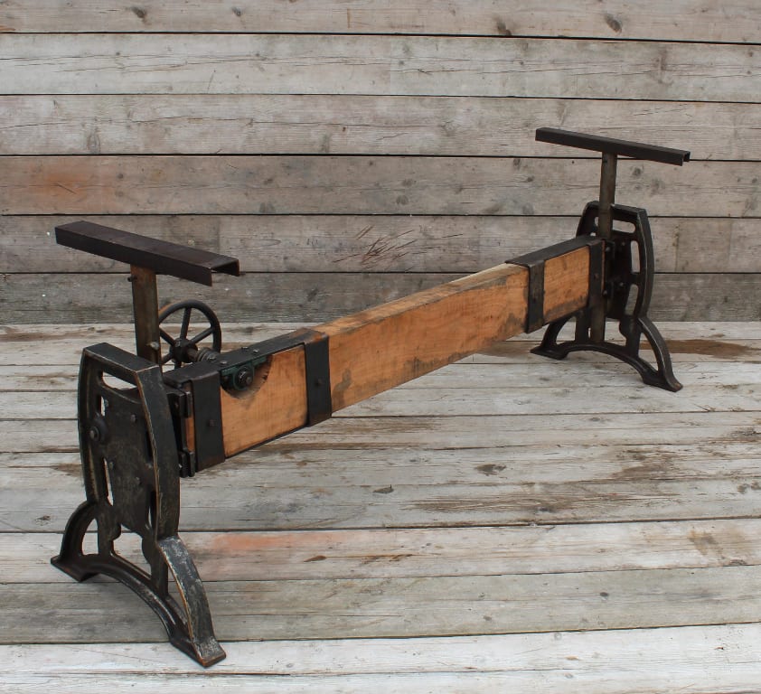 Dining Table TAVISTOCK Mechanical USA Oak Beam Cast Iron 1270mm