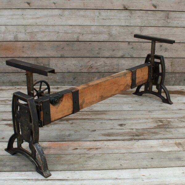 Dining Table TAVISTOCK Mechanical USA Oak Beam Cast Iron 1520mm (6ft o/all)