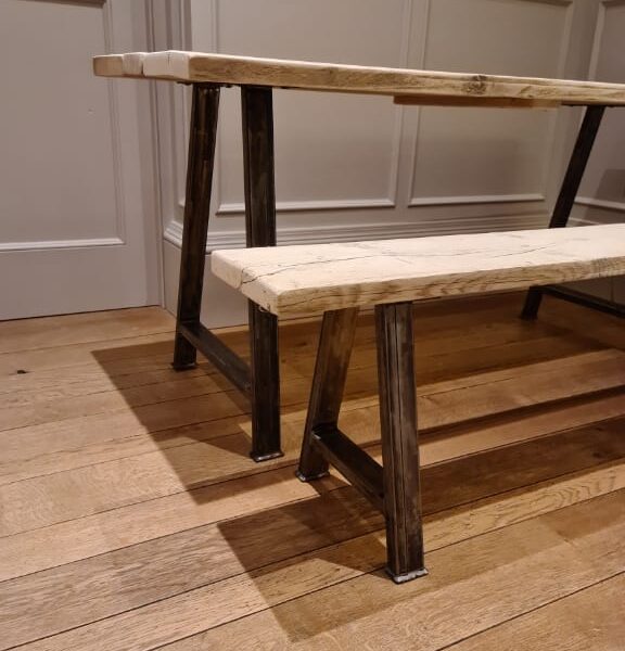 Alternative view of Bench End Frame A Frame 50x25 Box Section 400mm High - Top 100x180, Legs 150<215 Antique Iron