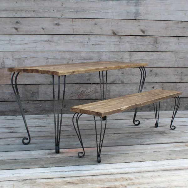 Table Leg Hairpin 3 Rod CABRIOLE Wrought Iron 710mm