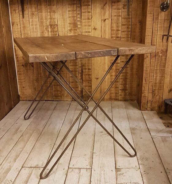 Table End Frame Hairpin Leg CROSS STYLE Antique Iron 710mm
