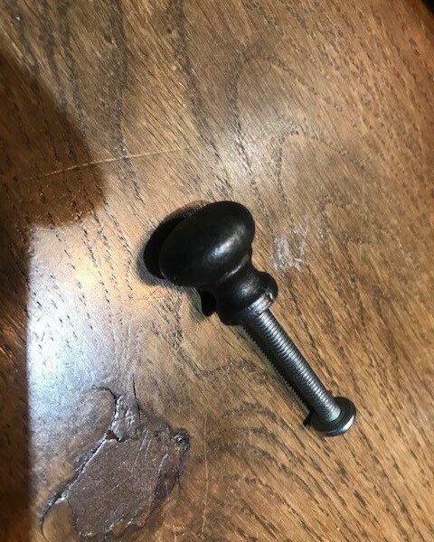 Knob Button Bureau Spice Rear Thread / Screw-In Cast Antique Iron 16mm Diameter