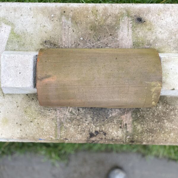 Alternative view of Reclaimed Clay Ridge Tile – Company 440-240 brown Half Round.