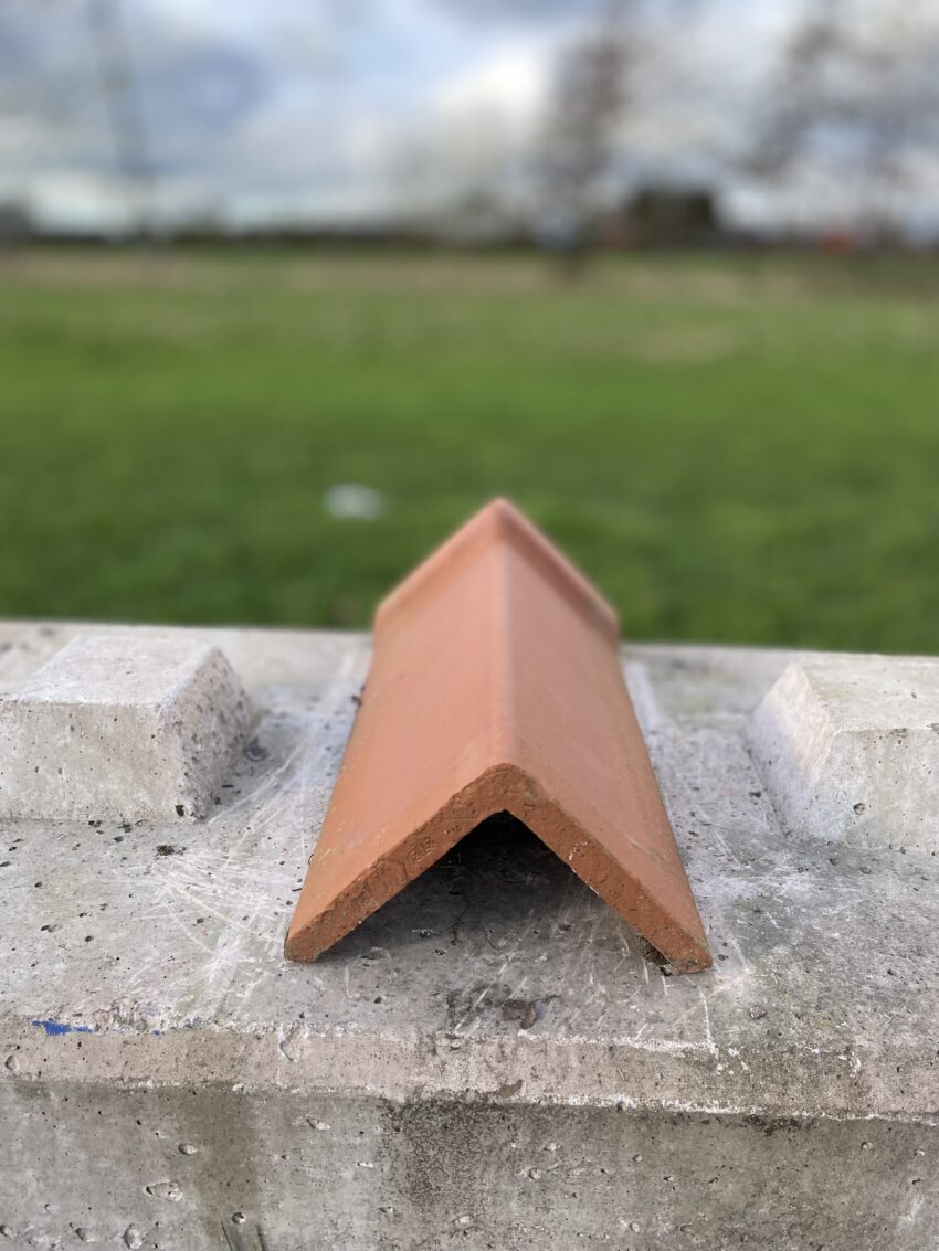 Reclaimed Orange Terracotta Angle Cap Ridge Tile 460mm.